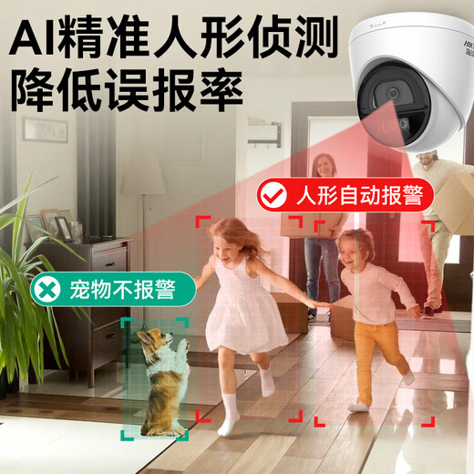 
Hikvision 4 million white light full color hemisphere industrial security monitoring intelligent humanoid detection camera indoor warning night vision voice intercom PoE mobile detection monitoring set 4-way 4 million hemisphere humanoid detection voice intercom official standard configuration