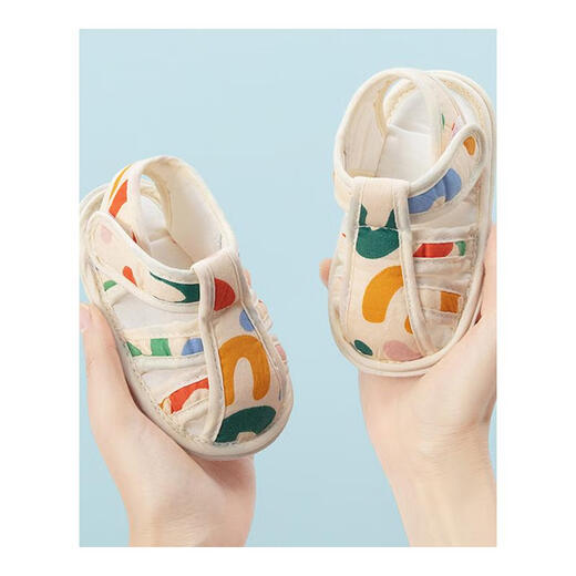 
Midur summer baby foot protection shoes 0-1 year old breathable and comfortable pure cotton cloth shoes soft sole non-slip baby sandals not falling off 2 Daidai Bear (sandals-cotton cloth) 12 Inner length 12cmM (recommended June-December)