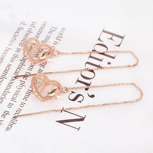 KZD Old Phoenix Gold Store Model Russian Korean Style Brushed Love Earrings 18K Rose Gold Color Gold Light Luxurious Temperament Lady Love Ear Wire Rose Gold Pair