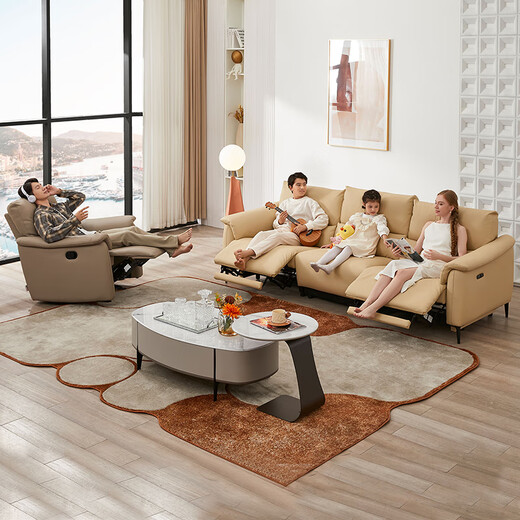 Zhihuashi Primera clase de crema de pared de la pared de la pared FUNCIÓN ELECTRICA ELÉCTRICO ECOLOTO SOFA 11973 Tsukili (terciopelo de arenque) Gran triple de tres personas 265 cm-Double Electric Electric
