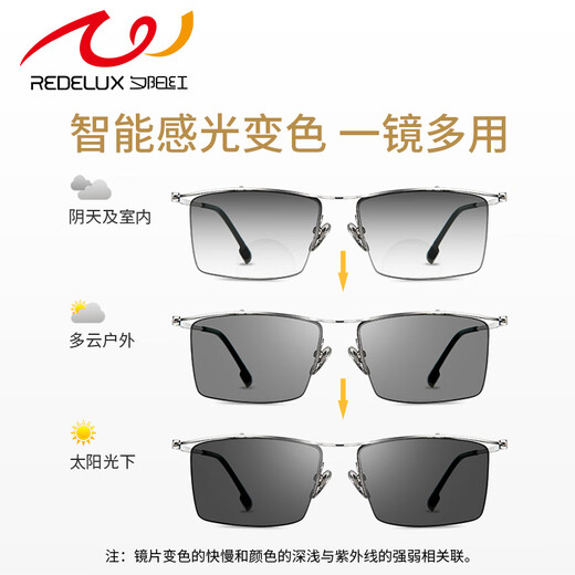 夕阳红老花镜智能感应变色高清双光多功能眼镜防蓝光老人远近两用男款 100度 建议45-49岁