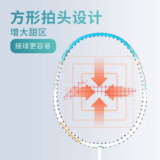 李宁（LI-NING）羽毛球拍雷霆单拍碳素复合一体耐用羽拍白蓝 已穿线