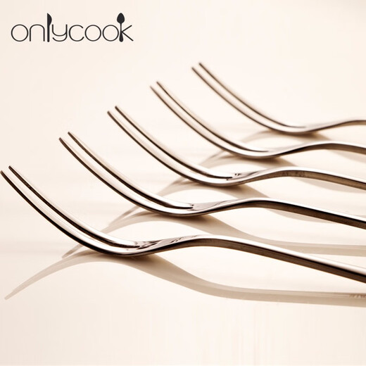 Onlycook stainless steel fruit fork 304 stainless steel Korean creative cake fork mooncake fork dessert fruit pick set stainless steel fruit fork five-piece set (free portable box for purchases of 10 pieces, random color) five pieces