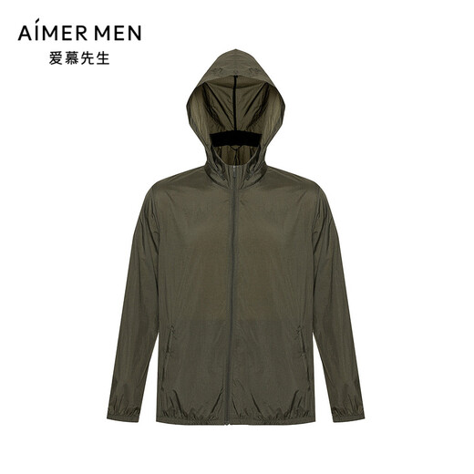 爱慕先生（AIMER MEN）爱慕先生22SS度假系列系列藏帽拉链长袖上衣男士新品薄款NS81F722 橄榄绿ACA 2XL 180