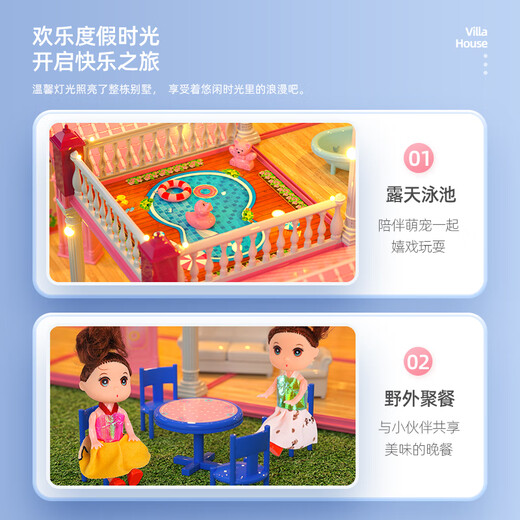 Guo Ou (Guou) Mädchen Spielzeug Kinderhauspuppe Haus Schloss Barbie 4. Stock Simulation Villa 6. Geburtstag Geschenkbox Geschenk