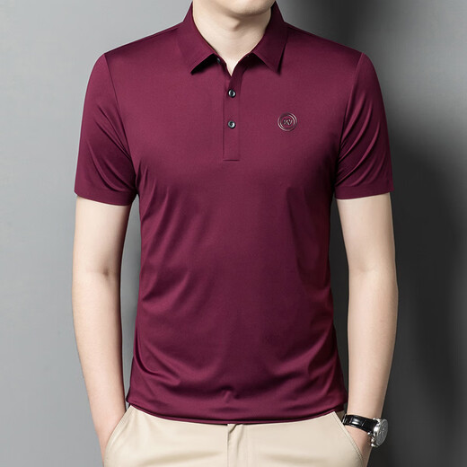 阿尼司伦贵族高端无痕短袖polo衫男夏季薄款纯色亲肤透气百搭上衣t恤男 9859浅咖 L 175码【建议135-149斤】