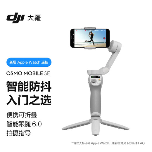 大疆（DJI）Osmo Mobile SE 手机云台稳定器 AI跟拍智能跟随 自拍杆 vlog拍摄神器 可折叠手势跟拍 手持稳定器 Osmo Mobile SE【赠美颜灯+自拍器】 官方标配
