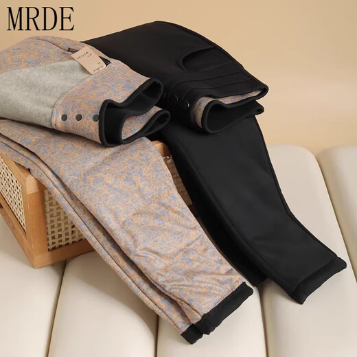 MR.DE Five White Goose Coldproof Pants Women's Winter Slim-Fit Plus Velvet Thickened Warm Pants High Waist Women's Pants Black XL 105-120