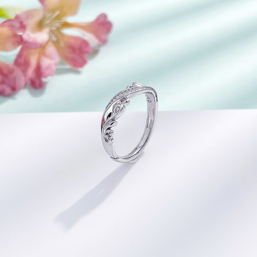 Xiangyuan Jewelry PT950 flower vine traces hollow bead edge tangled branch pattern live platinum ring for women platinum ring for women 3.7 grams