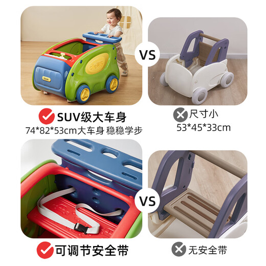 蒂乐学步车婴儿手推车防o型腿防侧翻宝宝学步走路神器儿童助步车 瑞克绿-5合1