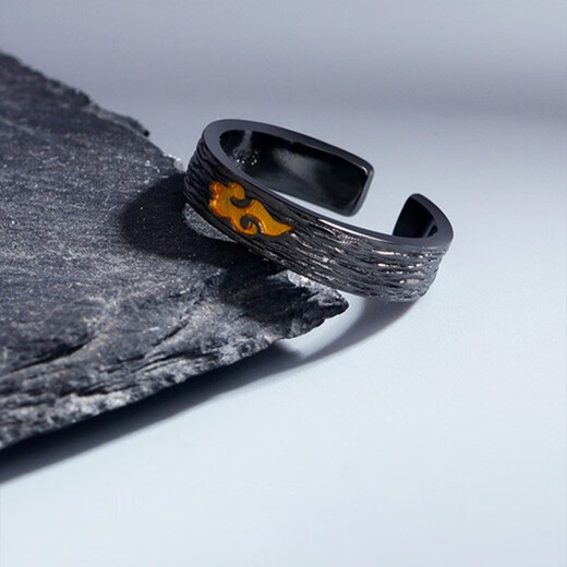Jingji Xiangyun retro ring ins trendy men's light luxury index finger ring black niche simple versatile open ring personalized ring Xiangyun ring 1 piece