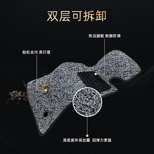 
Dongfeng Peugeot 308/408/301/508/3008/4008/Login 5008 full-encirclement car foot cushion large encirclement cushion Peugeot special door sill [double-layer-with pocket] black + black red silk ring