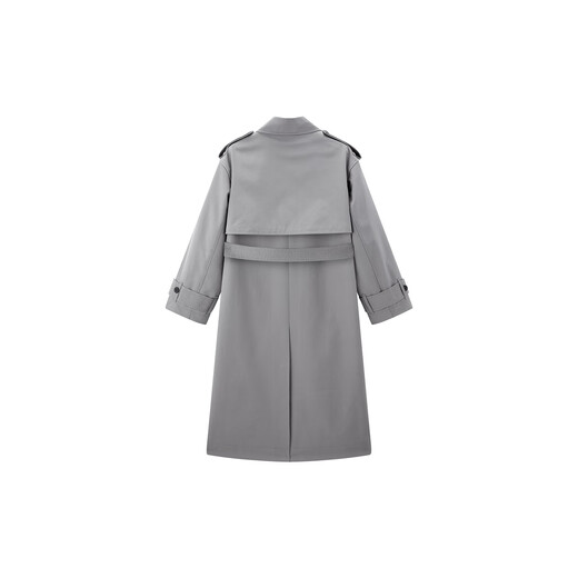PEACEBIRD Einkaufszentrum gleichen Stil Damen 2025 Frühjahr neue zweireihige Silhouette Windjacke A1BEF1396 Grau S 155