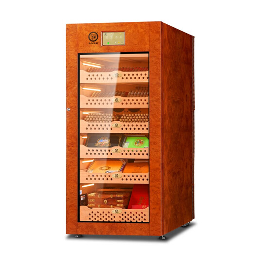 Bulldog cigar cabinet, constant temperature and humidity control, eggplant humidification cabinet, constant humidity and ammonia removal, red wine cabinet, imported compressor, cedar wood, energy-saving fingerprint password lock, wifi, high-end solid wood shell VC428, new fourth generation VC428 oak gilded model, 2000 cigars
