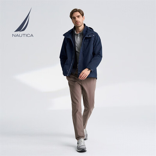 诺帝卡（NAUTICA）【单件直降】男装秋冬款衣多穿可拆卸帽防轻溅水三合一厚外套棉服 藏青4NV（223） M