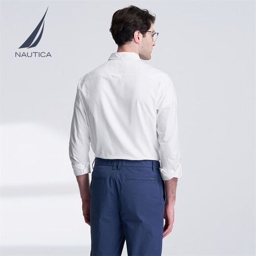 NAUTICA [Single-piece direct drop] Men's spring and summer cotton Oxford soft and comfortable casual long-sleeved shirt men's WE4102 white 1BW L