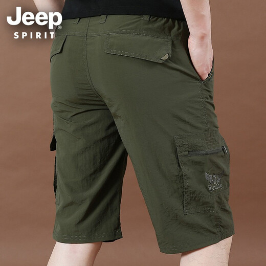 JEEP SPIRIT短裤男美式夏季工装薄五分裤中裤透气宽松运动多口袋沙滩大裤衩子 9856黑蓝色 XL