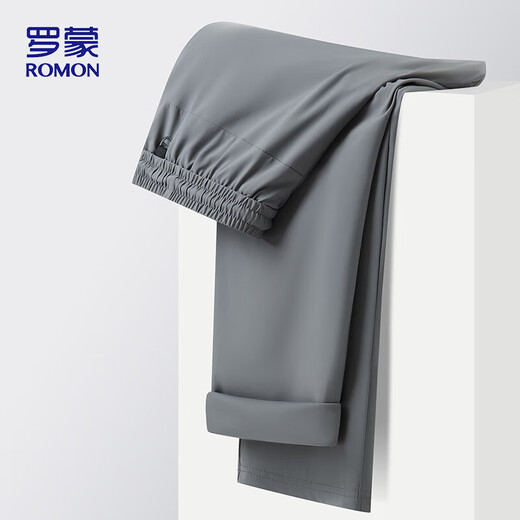 ROMON casual pants for men 2025 summer ice silk quick-drying sport versatile straight pants for men KZ001 gray XL