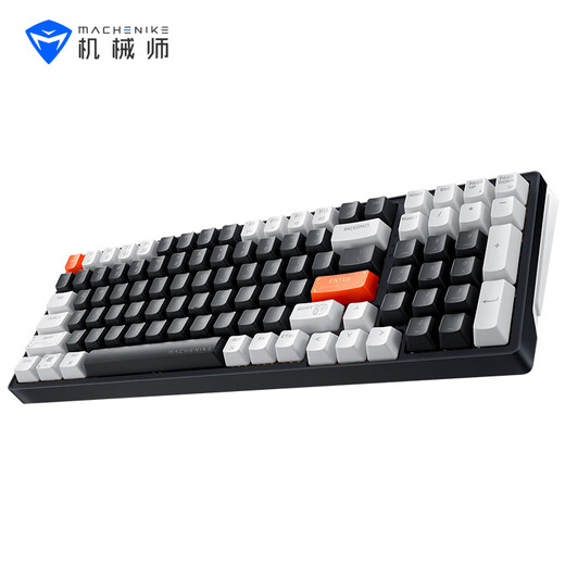 Mechanic K600 three-mode Bluetooth wireless mechanical keyboard hot-swap Kaihua white scroll notebook office game wired/bluetooth-grey-white light 100 key yellow scroll