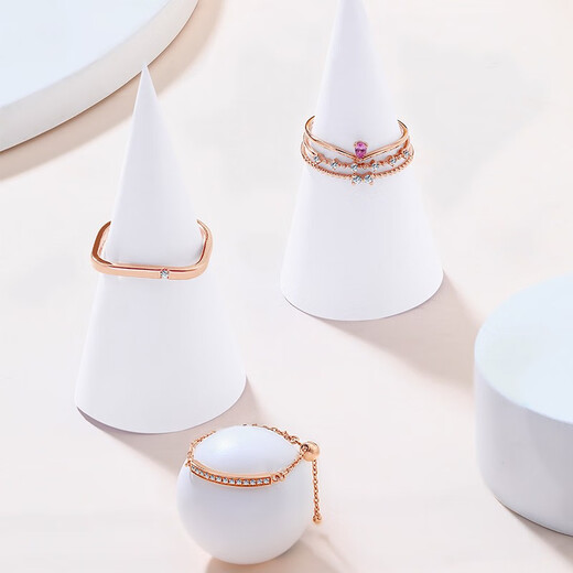 Chiba Jewelry 18k gold rose gold diamond ring for women soft chain row of diamonds adjustable ring for girlfriend birthday gift adjustable ring