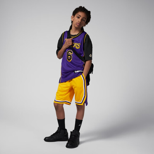 耐克（NIKE）官方男童洛杉矶湖人队ICON NBA大童速干短裤FZ1187 728阿马里洛黄/洛杉矶湖人队 140 S