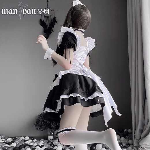 
Sexy large size female jk uniform seduction role play open crotch free pluggable milk lace big bow Lolita gorgeous maid suit black M9758 extremely dirty temptation ancient style Chinese suit