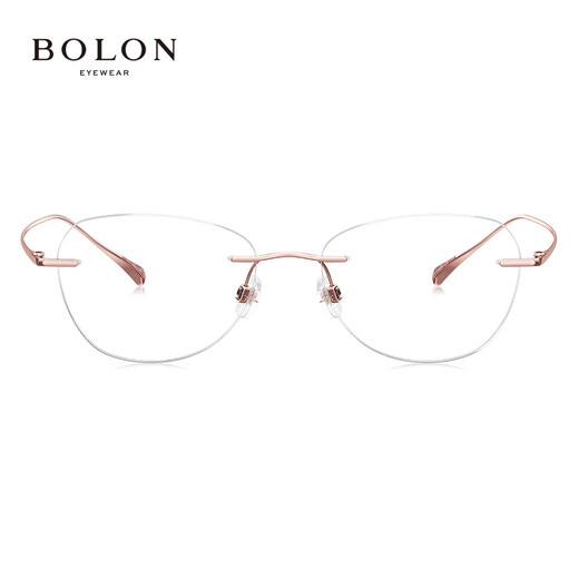 Tyrannosaurus (Bolon) Myopia Brille Titanrahmen optische Rahmen für Frauen, elegante und exquisite, Jungen Sven-Rahmen BT1590 Cat-Eye Roségold BT1592B30 Einzelrahmen (kein Objektiv erforderlich, um den Kundendienst Rabatt zu kontaktieren)