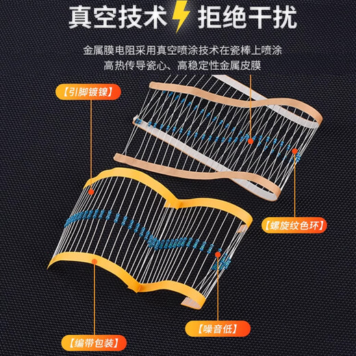 1/4W metal film resistor pack 1/2W1W2W3W5W direct plug electronic component pack 30/41/130 kinds 1% commonly used 1/4W metal film 30 kinds 10 pieces each (boxed)