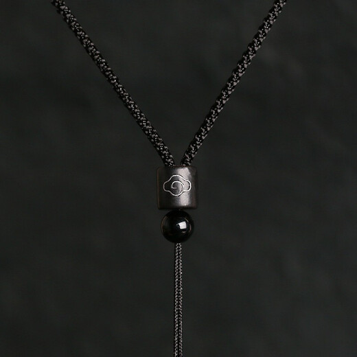 Tongyou Pavilion ebony hand-woven pendant lanyard ebony necklace rope jade pendant braided rope jade pendant rope men and women pendant rope wood inlaid silver wire black rope adjustable