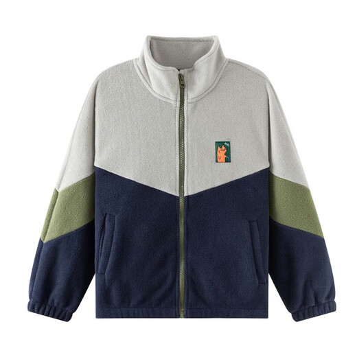 Zuoxi Boys' Polar Fleece Jacket 2025 Spring and Autumn Children's Fleece Jacket Medium and Big Children's Autumn Top Navy Blue 120