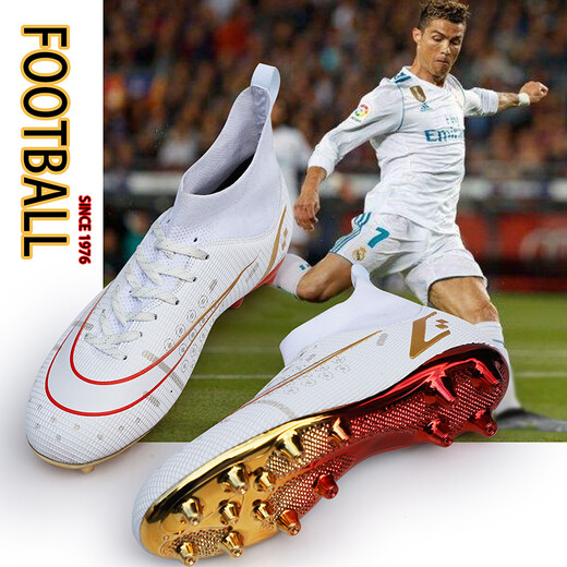 Little Plum Football Schuhe für Männer ag Mandarin Duck Nail Assassine 14 Kinder Sportschuhe Ft Limited Edition Messi gebrochener Nagel Campus Gras Wettbewerb C Ronaldo Kinderprofi F50 Wear-Resistant Training Shoes Aprikosenfarbe 699 Long Nail White Moon 35