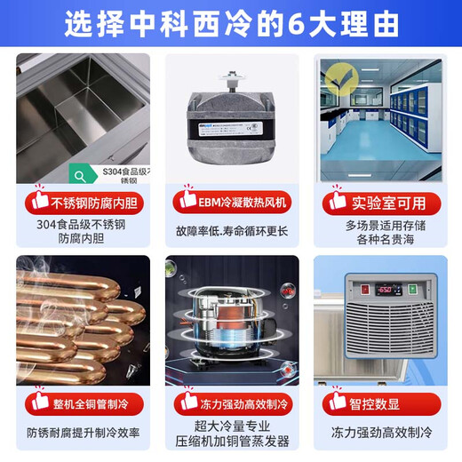 Refrigerador de temperatura ultrabaja Zhongke Xileng - Investigación científica de laboratorio pequeño de 80 grados - Congelador de reactivos de cepa de hielo seco biológico 60 - menos 40 piezas industriales Refrigeración de almacenamiento criogénico Congelador rápido - Temperatura ultrabaja de 25 ~ -65 C 288 litros