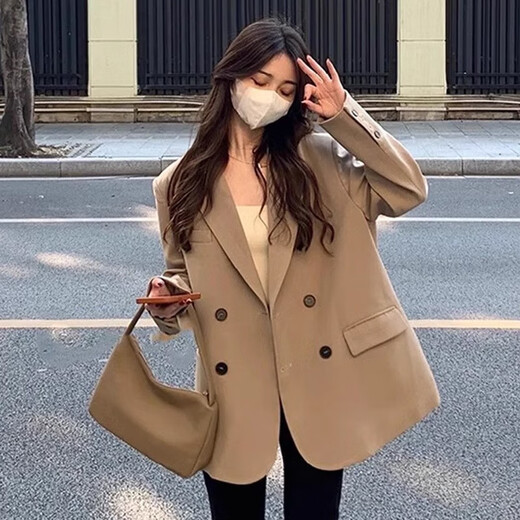 Quetong Small Suit Jacket Women's 2025 Early Spring and Autumn Women's Small and High-end Fashion New Korean Style Casual Suit Top Black XL Recommended 130Jin Jin is equal to about 0.5kg