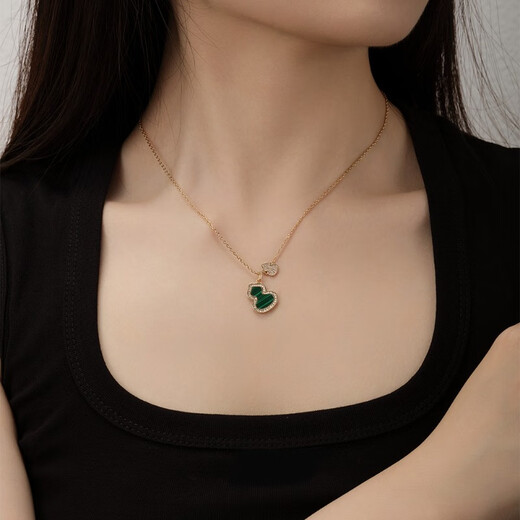 QUAMER Gold Store Model 520 Valentine's Day Gourd Necklace Women's Carnelian Exquisite Plated 18K Color Gold Design Pendant Rose Gold (Lady Purple) Necklace