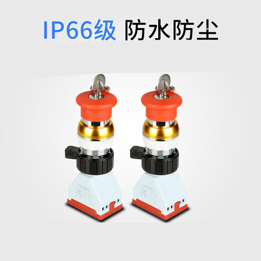 Red metal explosion-proof emergency stop button with lock BA8097 explosion-proof emergency stop control with key, one normally open and one normally closed silver point 16A