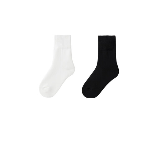 Annai children's clothing girls and boys mid-calf socks two pairs of 2025 winter new socks (off-white + black) 13 years and above