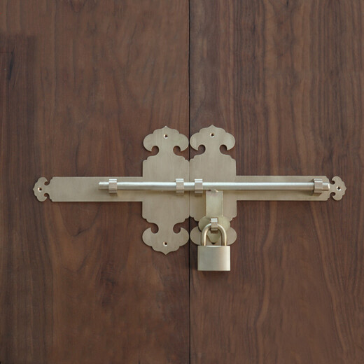 Chinese style thickened latch old wooden door lock garden courtyard door latch antique door buckle copper door bolt engraved 20cm antique copper