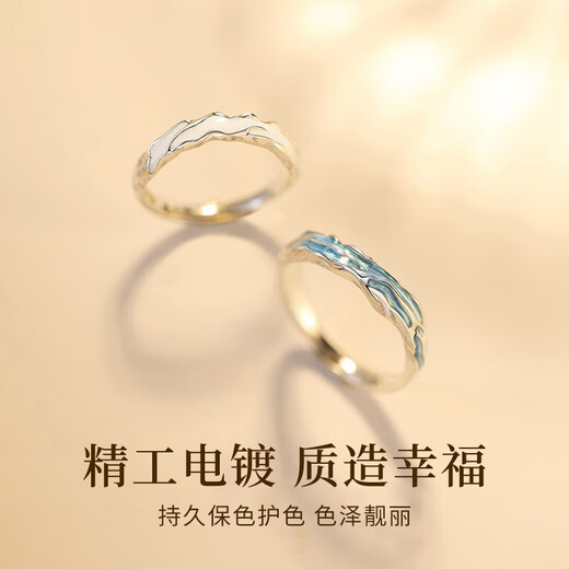 Central Chuang Fashion China Gold Authorized Jianjia Silver Ring Couple Ring for Male and Female Couple Birthday Gift for Girlfriend and Wife