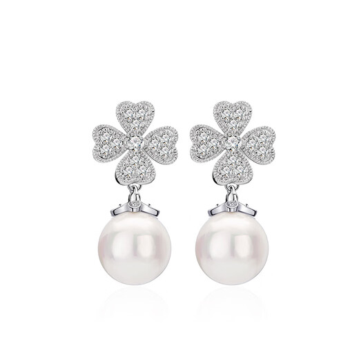 Qlady four-leaf clover imitation pearl earrings, feminine, high-end, 925 silver needle earrings, light luxury earrings, birthday gifts