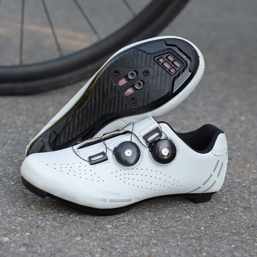 ROGTYO Cycling Shoes, Lock Shoes for Men and Women, Casual Road Mountain Bike Cycling Flat Shoes, Breathable Cycling Equipment, Unlocked Universal Style - White 43