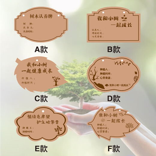 Qiyuemang high-quality Arbor Day listing tree tag tree adoption tag recognition tag plant tag small sapling brand tree name style one (bassin board). 10 pcs.