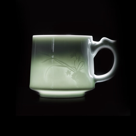 Changnan tea cup Jingdezhen ceramic carved tea water separation cup with lid tea set office cup faucet orchid