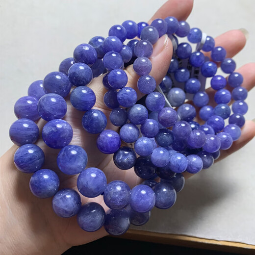 Junmin Natural Tanzanite Bracelet Women's Heart of the Ocean Purple Sapphire Crystal Tanzanite Single Circle Bracelet Jewelry Gift S16 About 9.5mm