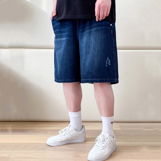 
Looking American retro heavyweight tooling shorts in summer loose large size fat man straight-legged washing denim five-point pants 5010# 4XL recommendation (185-200) Jin[Jin equals 0.5 kg]