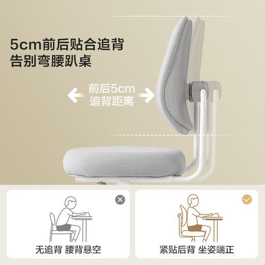 Chaise d'étude de Lin's Home Children's Étudiant de l'école primaire La chaise d'écriture peut soulever et corriger la chaise de siège de position assise LS690W1 [Space Grey] Chaise d'étude pour enfants