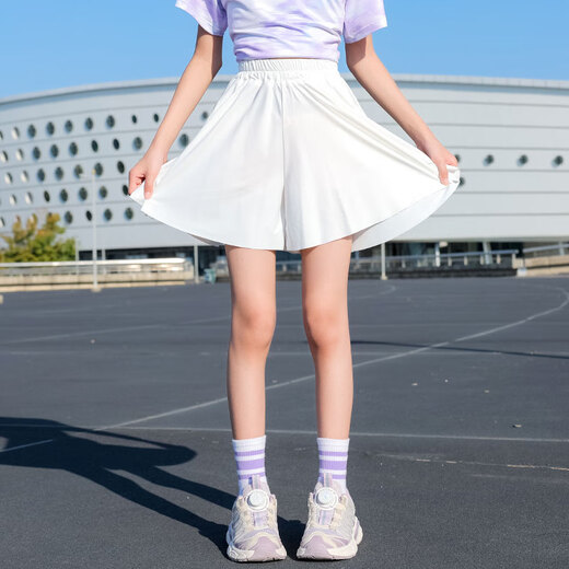 NICKYBABY女童运动裤裙夏季2025新款薄款儿童冰丝裤子五分大童短裤速干夏装 18426紫色+9889白色【套装】 140 cm