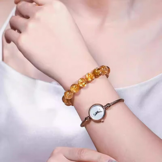 Eternal Symbol Natural Crystal Hall Grade Brazilian Old Mine Dragon Robe Citrine Bracelet Titanium Crystal Bracelet Couple Style 8mm Jewelry Grade Dragon Robe Titanium Crystal + Appraisal Certificate