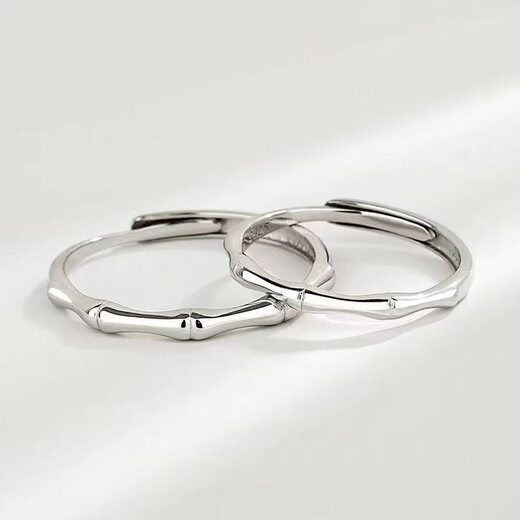 Wash your hands and don't take them off S925 silver bamboo ring, simple niche cold style couple ring, male and female pair, bamboo ring J032 couple pair, opening adjustable