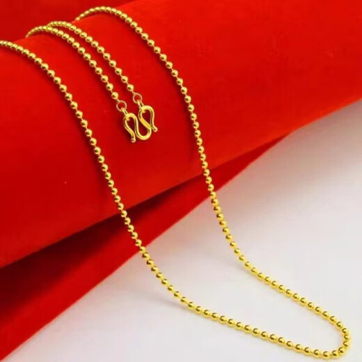 Yulong Gold Store model 999 gold-wrapped silver water wave necklace women's personalized round bead chain clavicle chain gold bag silver does not fall off Chopin chain water wave chain 45 cm about 5 grams