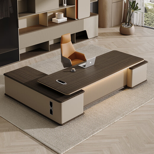 Jiazhi desk boss desk and chair combination simple modern light luxury high-end leadership office chairman president desk Morandi gold copper Yu 2.4 meters boss table